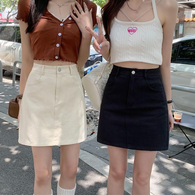 2026 Summer Hot Sale Women Thin Solid Denim Skirt Lady Fashion High Waist Daily Skirts Girls Leisure A-line Jeans Dress