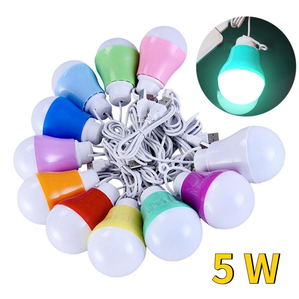1pc 5W USB LED Portable Dormitory Reading Bulb Light Mobile Power Camping LampUSB Cold White Energy Saving Outdoor Laptops