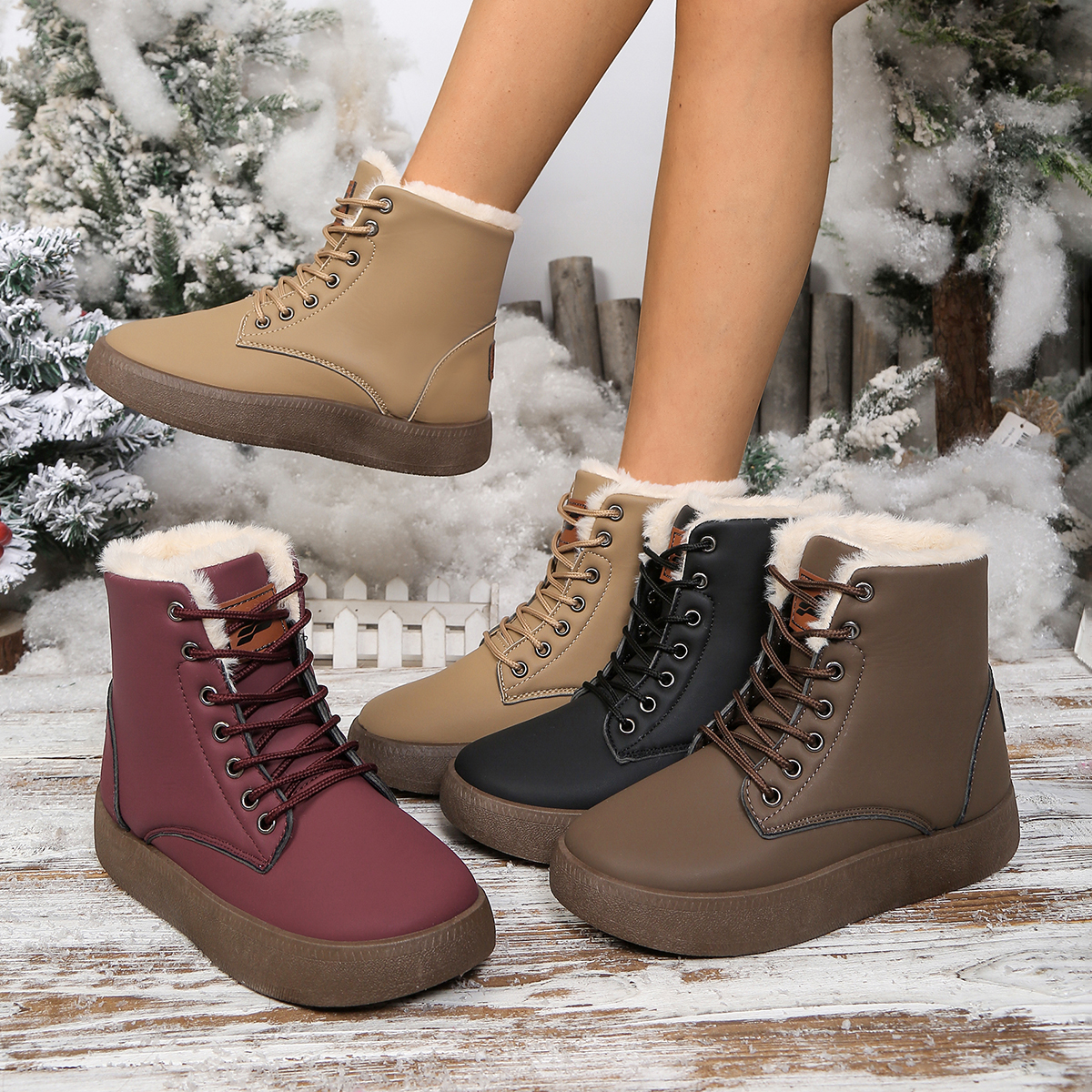 Snow Women's Boots, Flat Boots, Women's Boots, Plush Warm Boots, New Winter Shoes, Waterproof and Anti-Slip,
