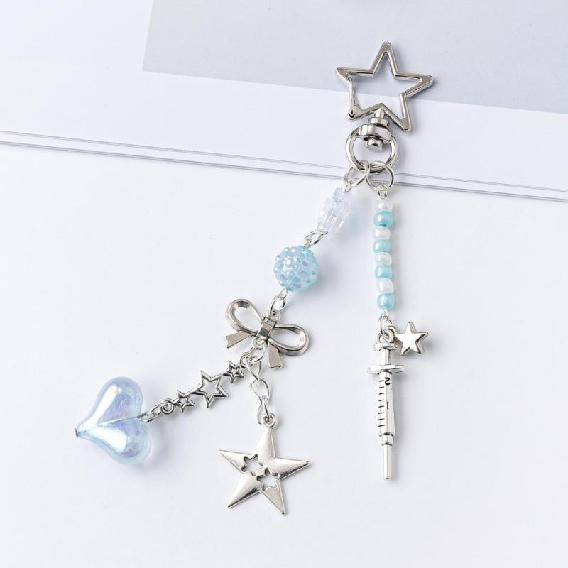 Cute Dolphin Pearls Pendant Keychain Fashion Beaded Mobile Phone Chain Sweet Exquisite Backpack Decoration Accessories s