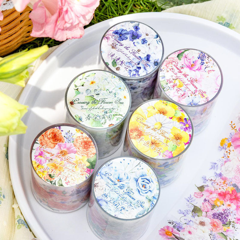 1 Pcs / Set PET Tape Waterproof Flowers Plant Series Rose Butterfly Decoration Background Collage Material Scrapbooking Tape