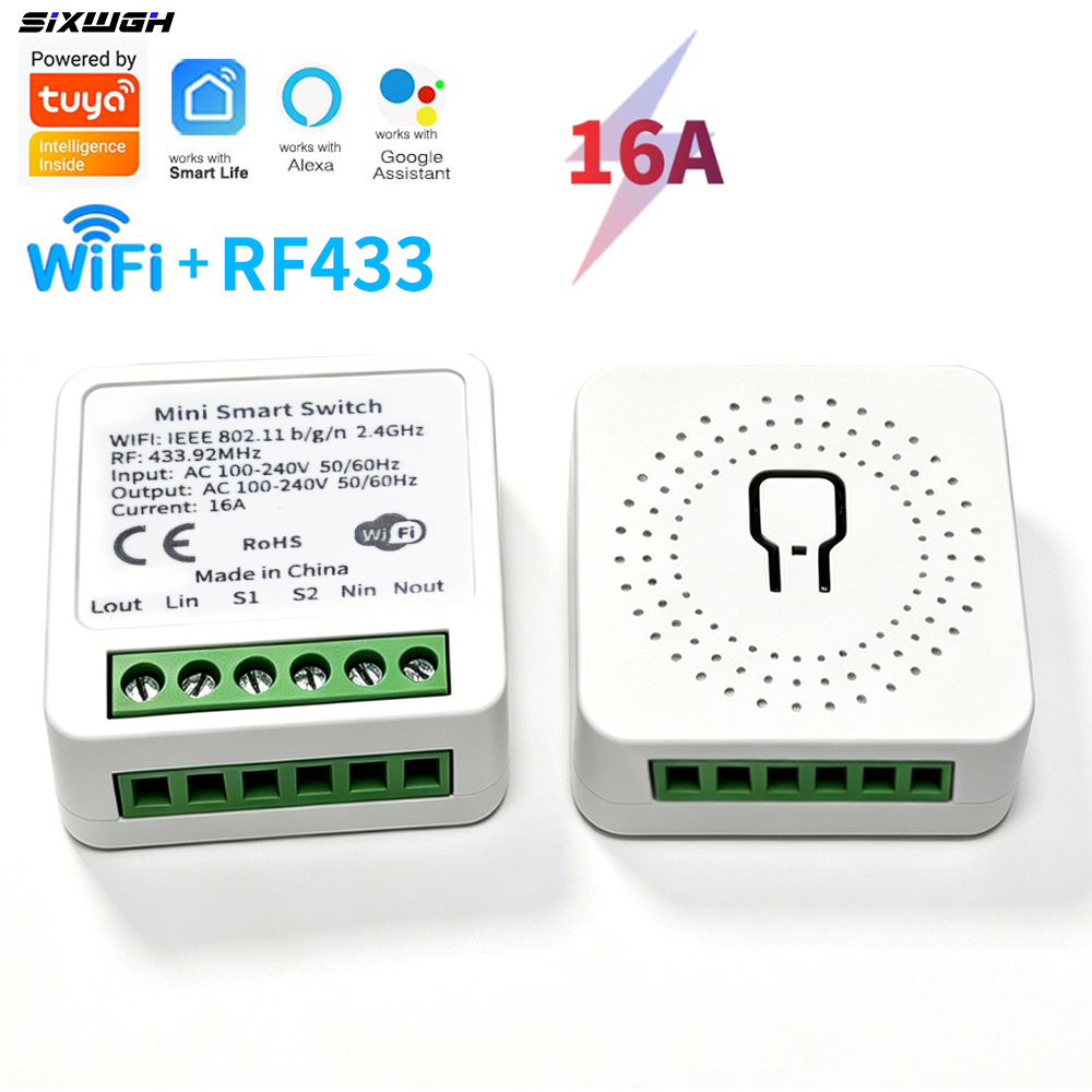 16A Tuya WiFi Smart Switch support RF 433MHz Remote Control works with Smart Life App And Alexa Voice Control
