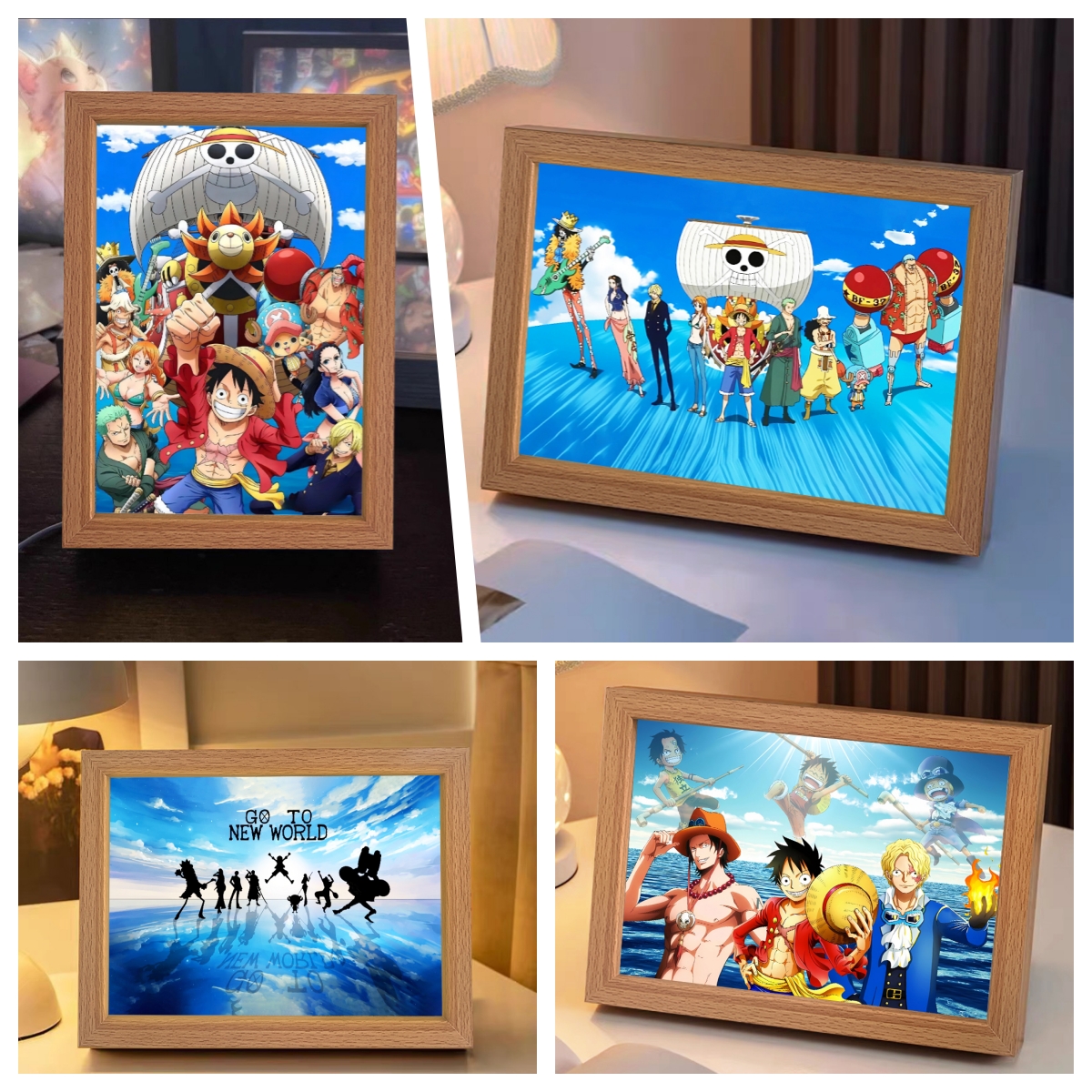 Anime character Luffy LED light frame study bedroom night light birthday moon light