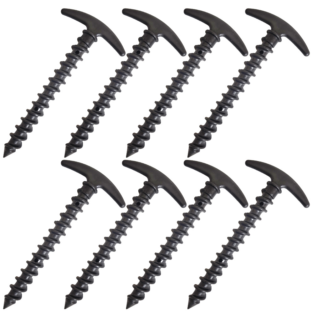 8pcs Screw Anchor Stakes Ground Nail Outdoor Camping Tent Pegs Ground Nails Hiking Tent Stakes Pins Windproof Tent Accessories