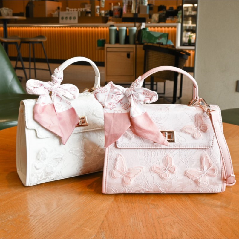 Light Luxury Brand Handbag Women's 2025 New High-End Butterfly Scarf Shoulder Bag Sweet Designer Versatile Crossbody Tote Bag