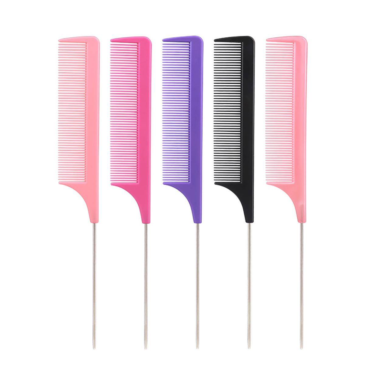 1pc Professional Pointed Tail Comb Salon Hair Styling Stainless Steel Antistatic Dyeing Hair Comb Special for Real Hair