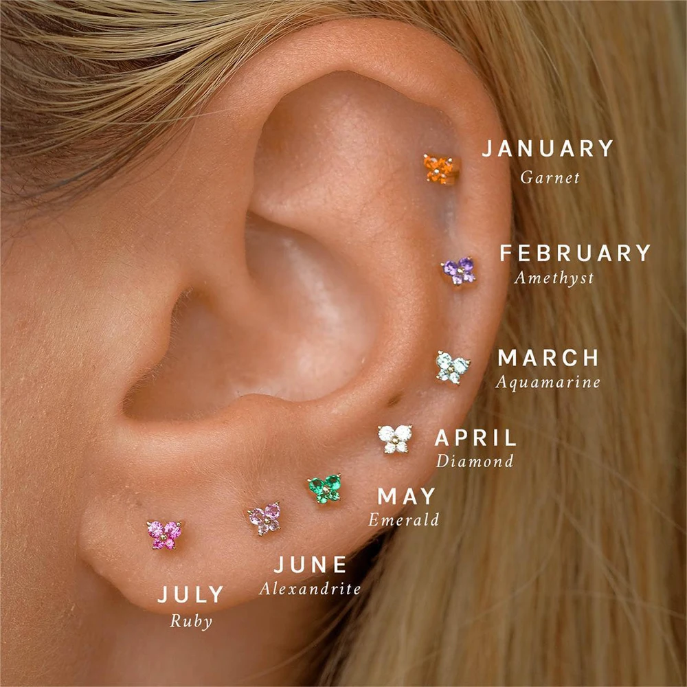 1Pc Minimalist Tiny Stainless Steel Cartilage Stud Earring Cubic Zircon Pentagram Butterfly Small Piercing Ear Jewelry Accessory pen gpt