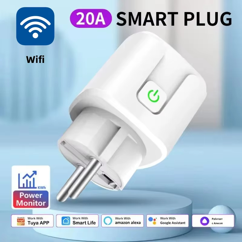 Tuya Smart Socket WiFi Remote Control EU plug with Energy Monitoring 16A/20A Voice Control /Alexa Timed