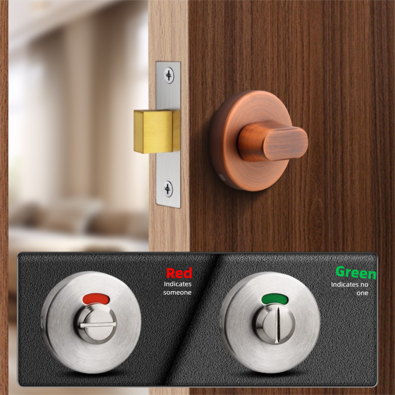Universal Commercial Keyless Bathroom Indicator Lock Stainless Steel Toilet Barn Door Bolt with Knob for WC - Easy to Install