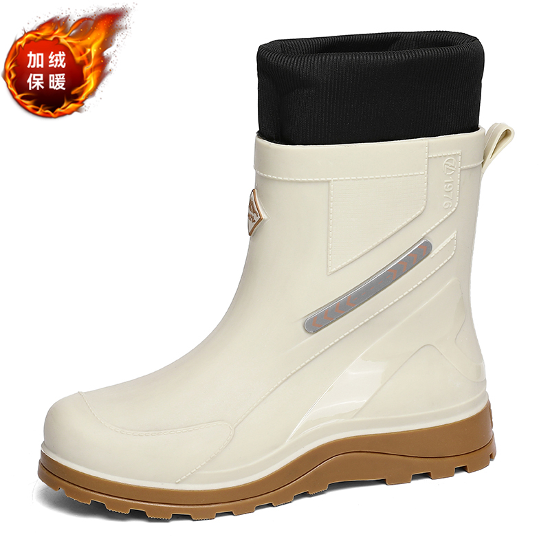 Men's rain boots: Rainproof, waterproof, fleece and warm, new mid-calf snow boots for autumn and winter