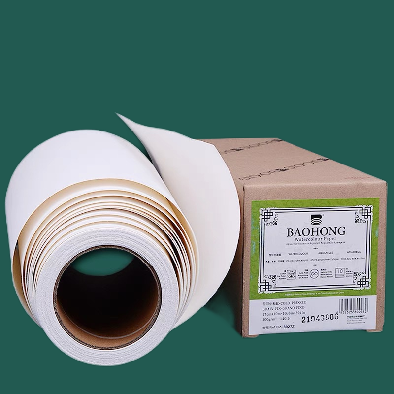 Natural White Watercolor Paper Roll, Professional Paper, Cold Press, Rough, 100% Cotton, 27cm, 37cm x 10m, 300g