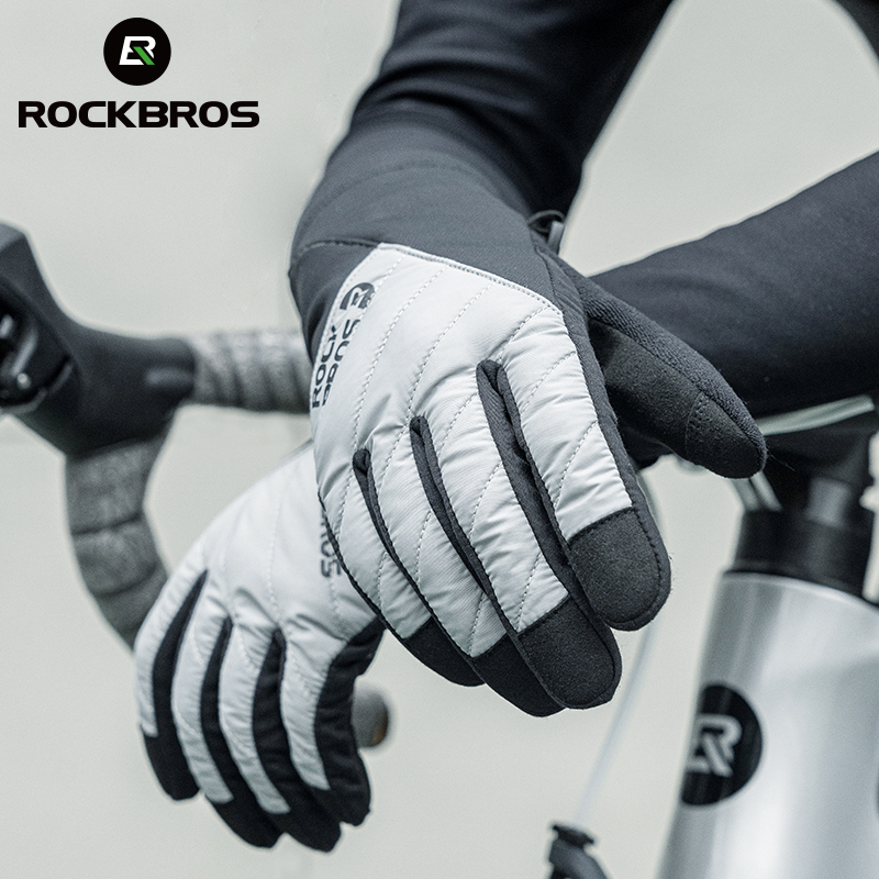 ROCKBROS Winter Bicycle Gloves Breathable Thermal Warm Full Finger Cycling Gloves Touch Screen MTB Road Riding Motorcycle Gloves