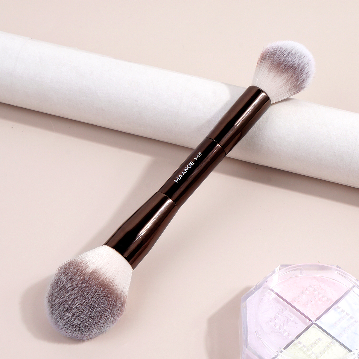 MAANGE 1pc Makeup Brush Powder Makeup Brush Double-Ended Powder Highlighter Setting Cosmetics Makeup Brush Soft Synthetic Hair