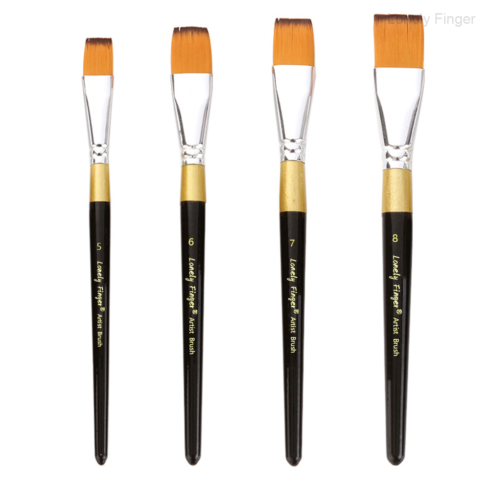 4pcs Flat Paint Brushes for Acrylic Watercolor Oil, Artist Paint Brush for Canvas Painting, Base Coating, Crafts, Face Body Art