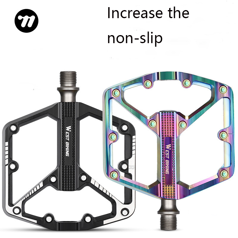 WEST BIKING Bicycle Pedal Aluminum Alloy Pedal Mountain Bike Pedal Chrome-Molybdenum Steel Axle Pedal