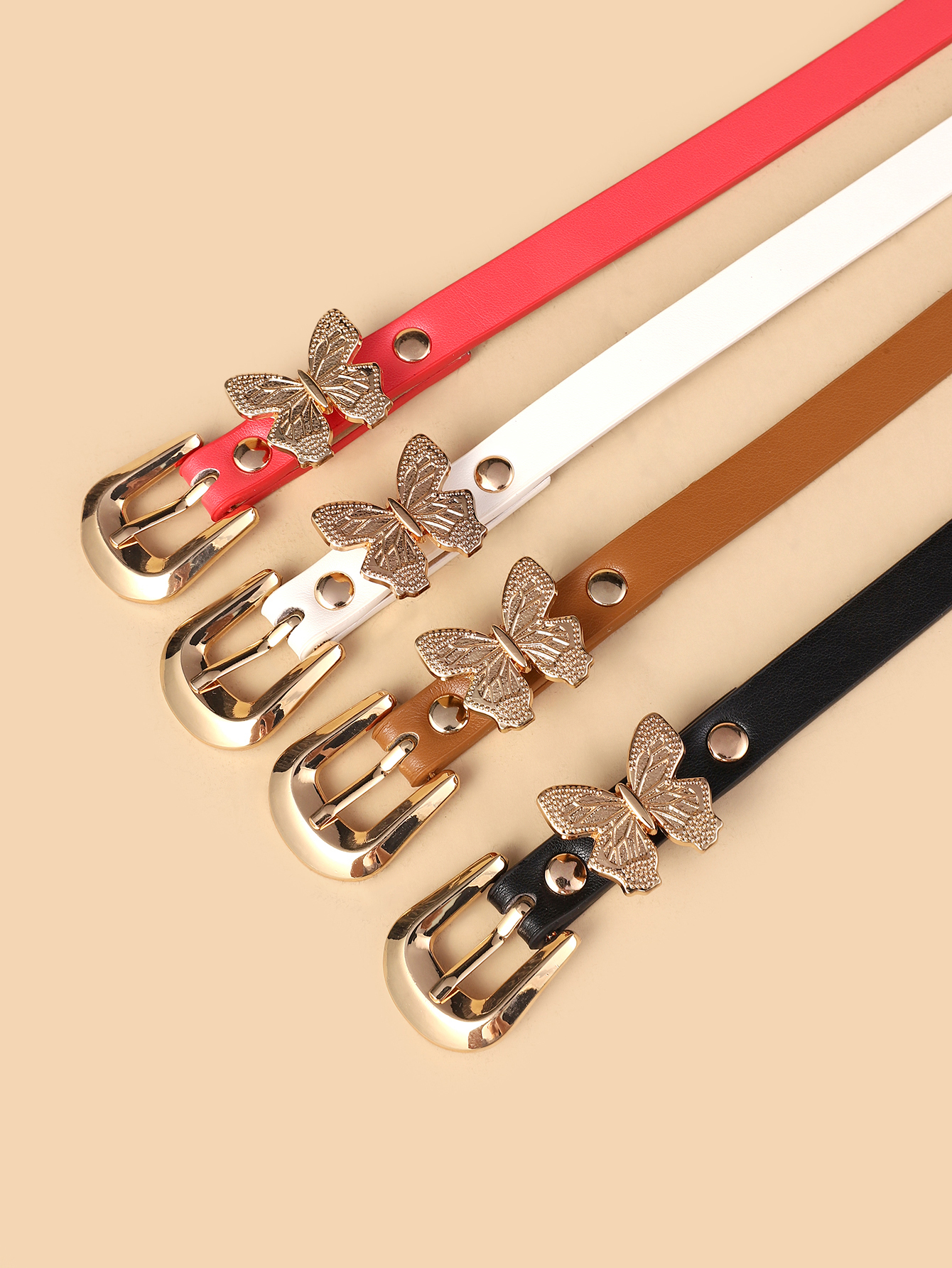 New ladies cute butterfly thin belt high quality PU belt jeans dress decorative belt