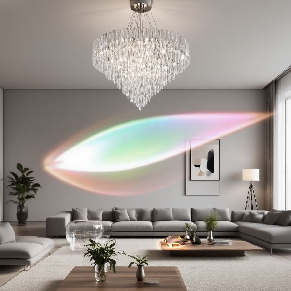 🌅 Crystal Sunset Projection Lamp, Warm LED Ambient Light with Wooden Base, Romantic Decor for Bedroom, Living Room