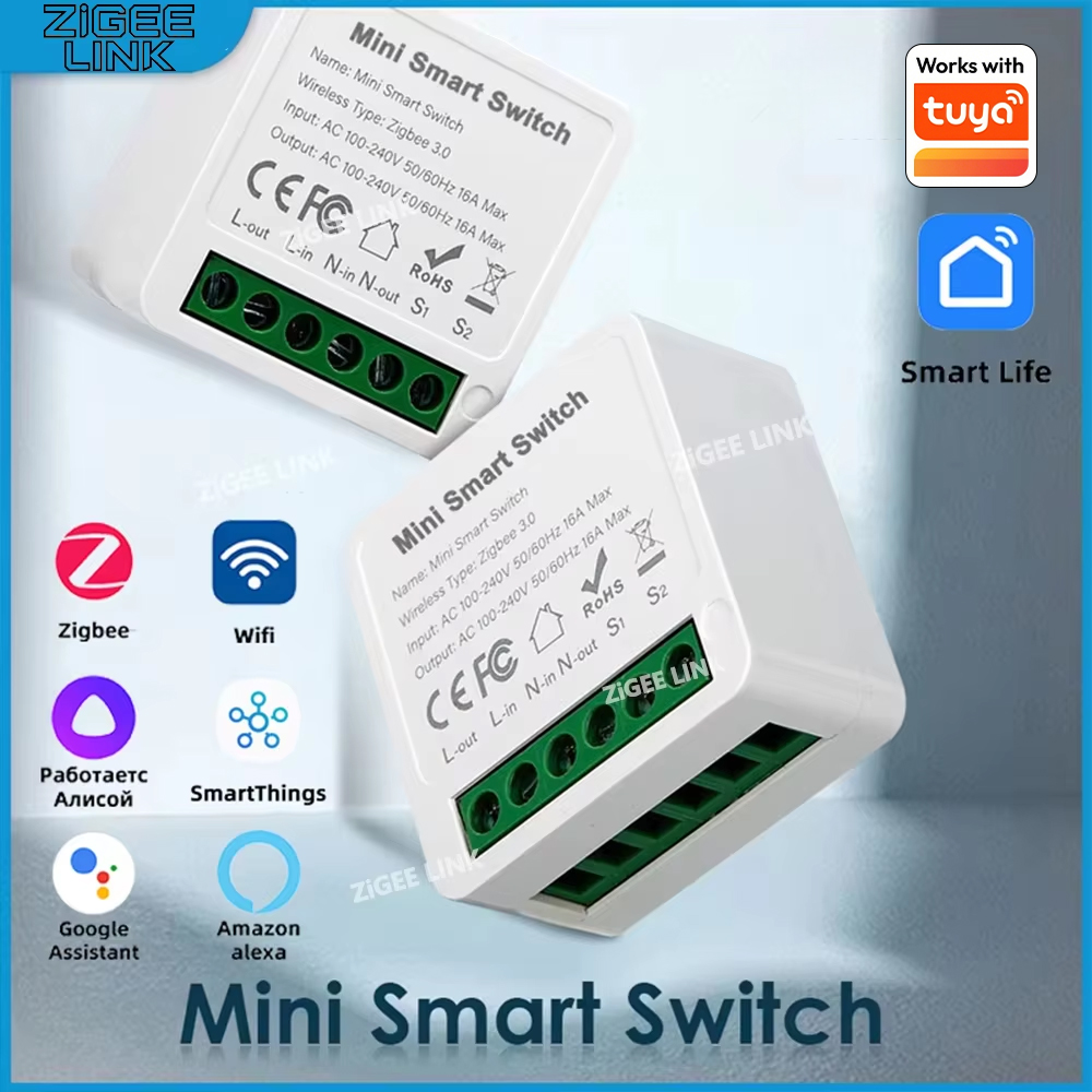 ZigBee/WiFi Smart Light Switch 16A/20A Smart Home Automation DIY MINI Breaker Supports 2 Way Work With Tuya Alexa Home lightify