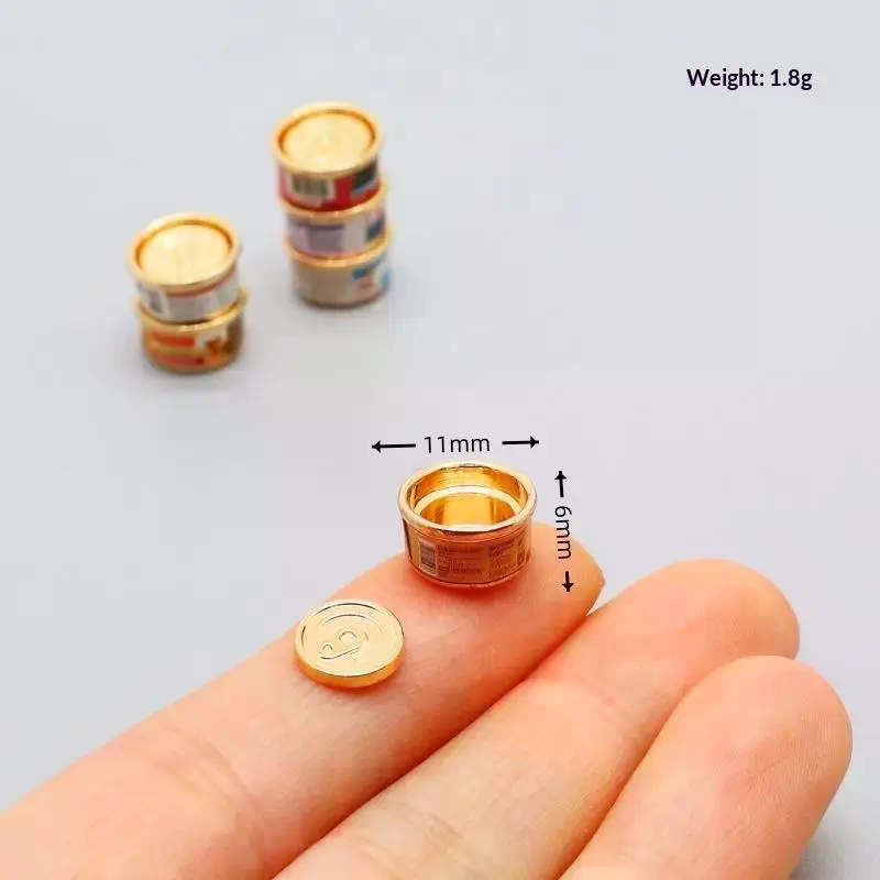 1/5Pcs 1/12 Dollhouse Mini Pet Food Can Simulation Cat Dog Pretend Play Decor Toys