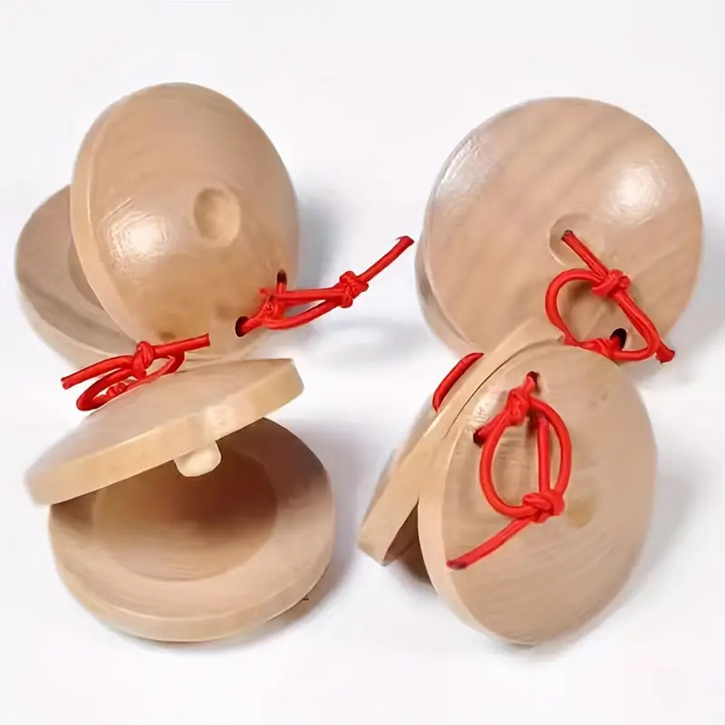 1pc Wood Castanets Wooden Clap Board Natural Wood Musical Orff Instruments For Kids