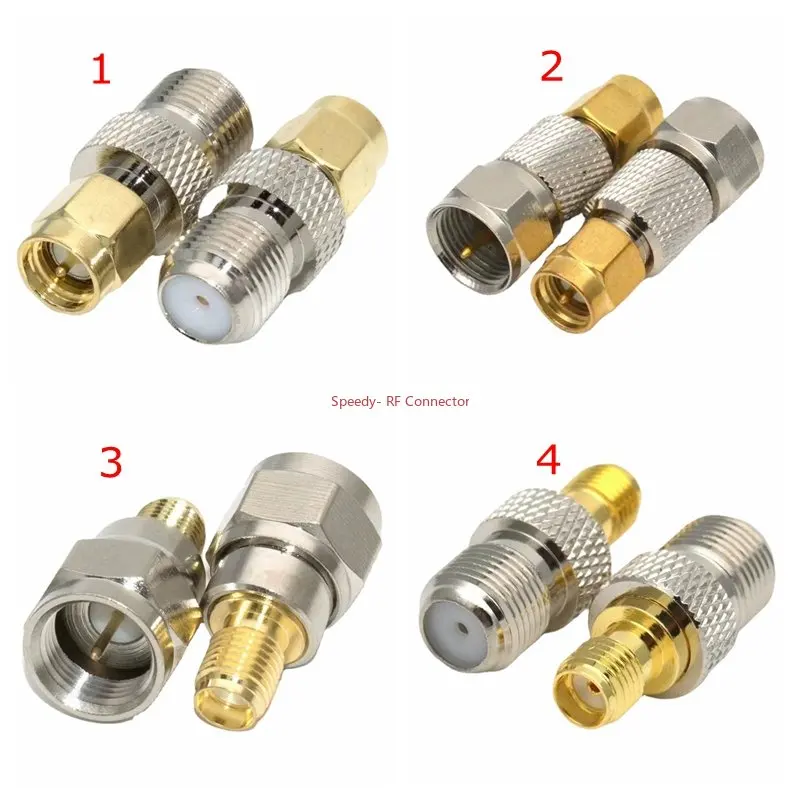 2PCS F TV To SMA Male Plug&Female Jack Straight RF Coaxial Connector SMA To F Type for Antenna Wire Terminals