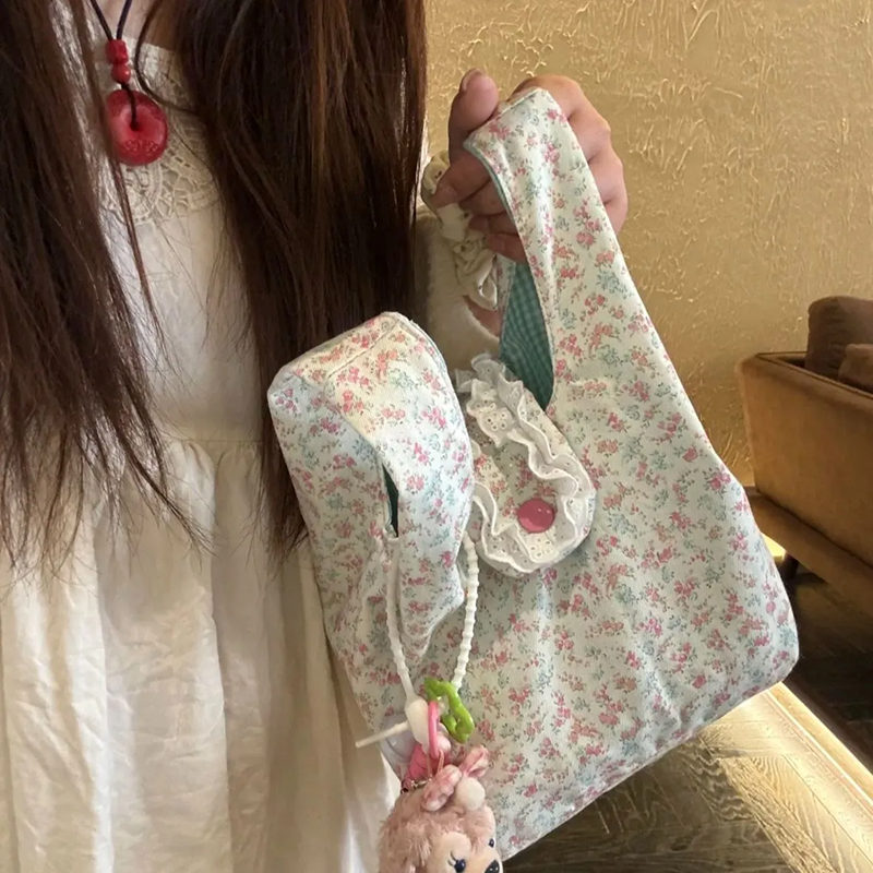 Miyagawa Floral Top-hanld Bags for Women New Korean Cute Portable Commuting Handbag