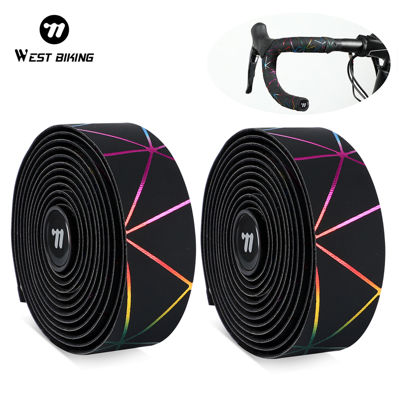 WEST BIKING Soft Bicycle Handlebar Tape EVA PU Bike Bar Tape Professional Cycling Damping Anti-Vibration Wrap With 2 Bar Plugs