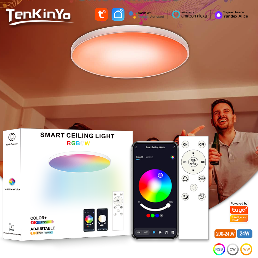 Smart Wireless LED Round Ceiling Light RGBCW Remote Color Changing Lamp Life APP Control Dimmable Timing For Bedroom Home Decor lightify