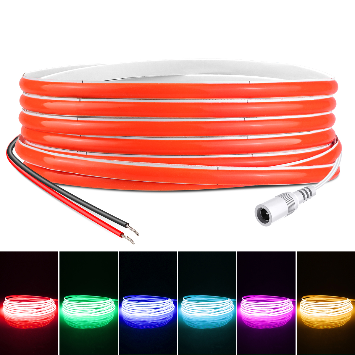 FOB Single Color COB LED Strip Light Super Bright Flexible PCB 12V Ultra Thin 5MM Neon Tape For Kitchen Cabinet Room Car Decor