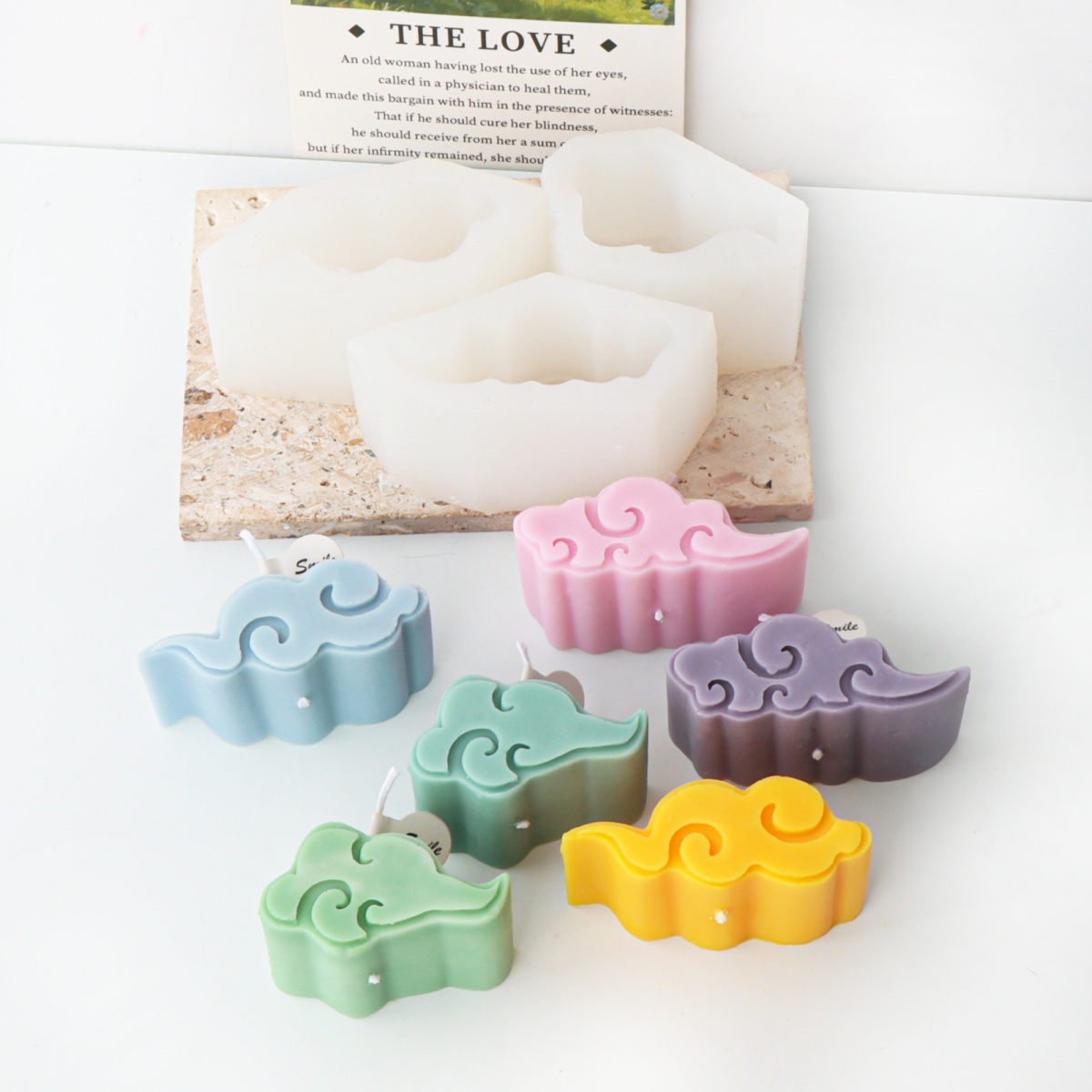 3Pcs Cloud Silicone Candle Mold Cute Cartoon Cloud Plaster Resin Aroma Soap Mould for DIY Home Desk Decor Creative Blessing Gift
