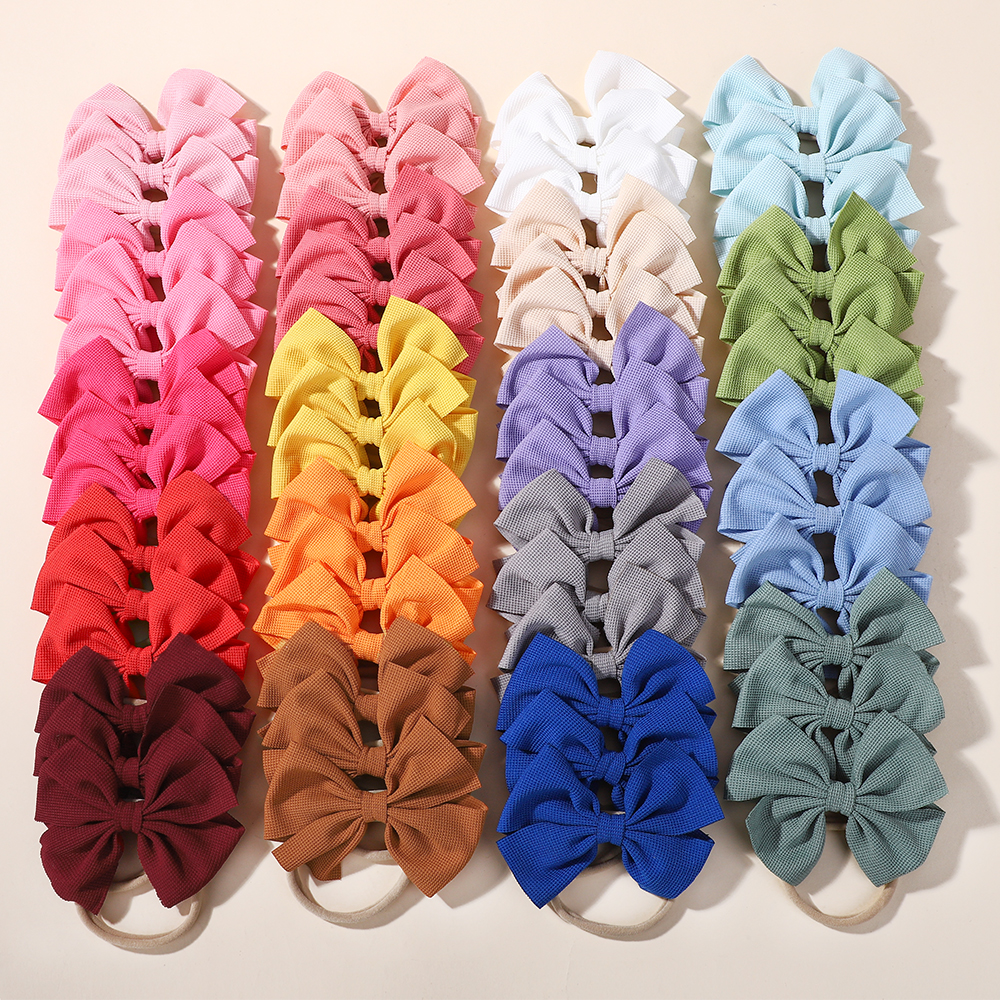 10pcs Random Color Baby Girl Bows Headband Newborn Big Hairband Accessory Kids HairBand Outdoor Toddler HeadWrap Children