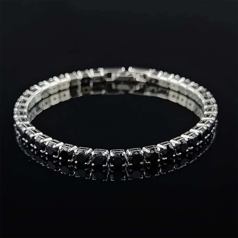 Sliver Color 3mm 4mm 5mm Black Bracelet Bangle for Women Wedding Fashion Jewelry Party Gift S4777