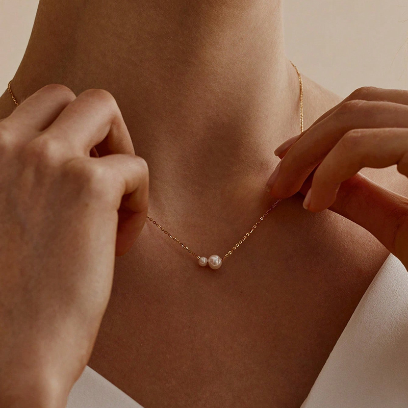 1pc fashionable European and American style stainless steel simple oval necklace sweet and feminine ins accessory