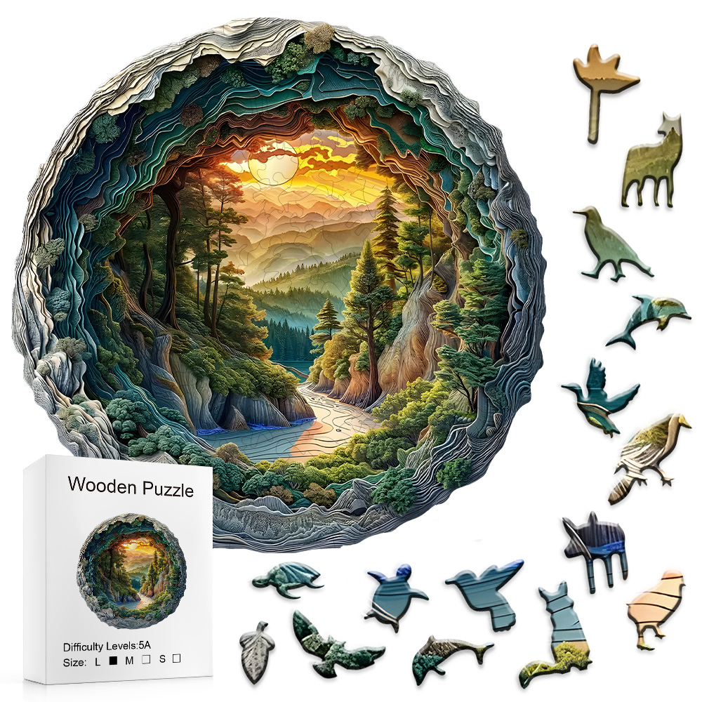 A Unique Animal Shaped Forest Cave Design 3D Wooden Puzzle - Puzzle Toy - Stress Relieving - Irregular Plywood Wooden