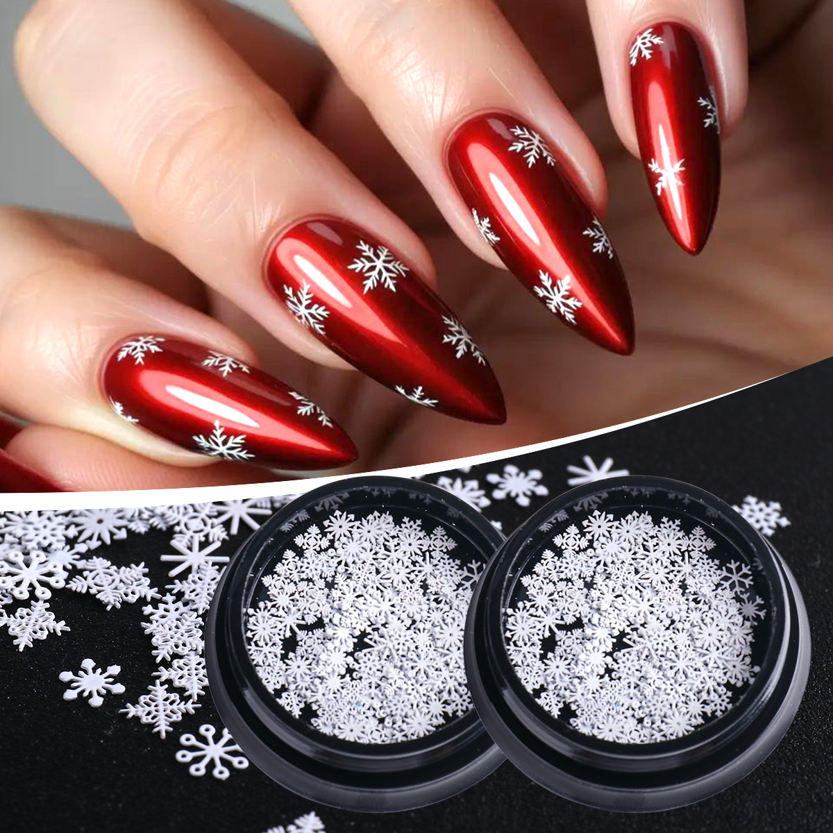 2pcs Mini White Snowflakes Nail Metal Sequin Winter Thin Snow Jewelry Decor Christmas New Year Party Detail Crafts Flakes Slices