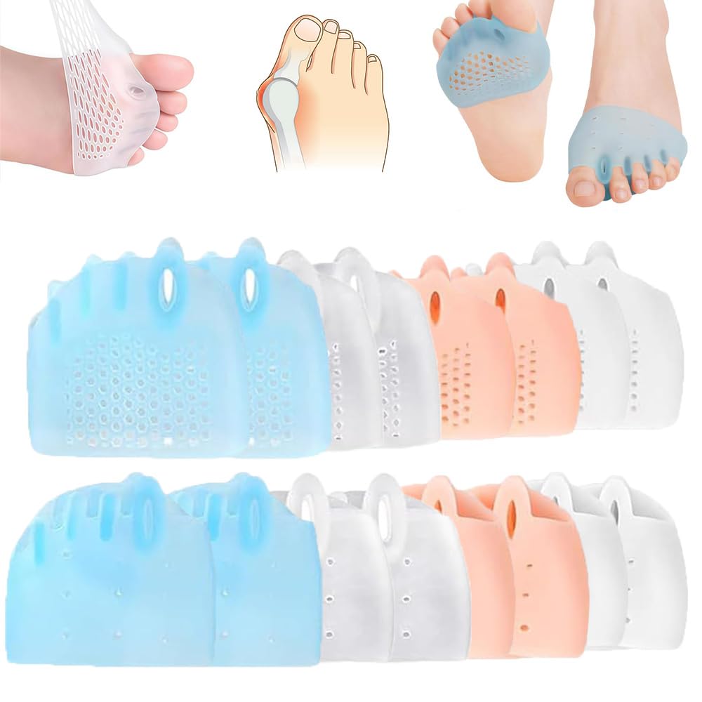 2/4/8 Pairs Metatarsal Pads Toe Separators Bunion Corrector Cushion Silicone Toe Separators for Women Men Realign Crooked Toes