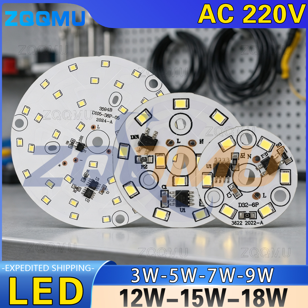 220V Driver-free LED Chip 3W 5W 7W 9W 12W 15W 18W High Voltage Round Panel Board DIY Light Source Module AC Direct Connection