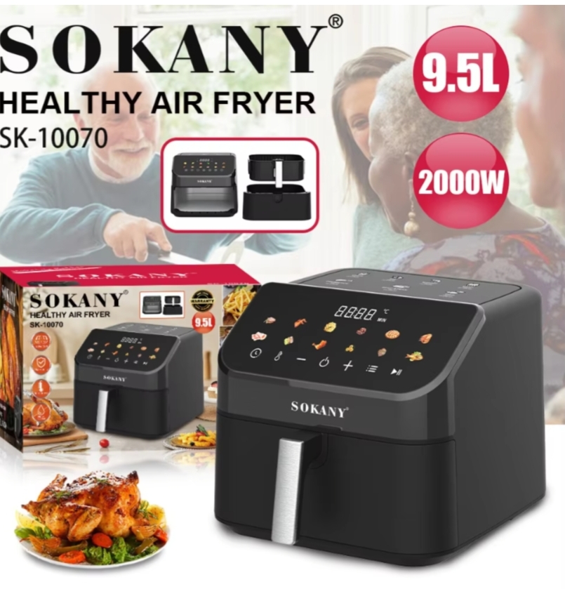 Sokany Digital Air Fryer 9.5 Lits With Detachable Basket