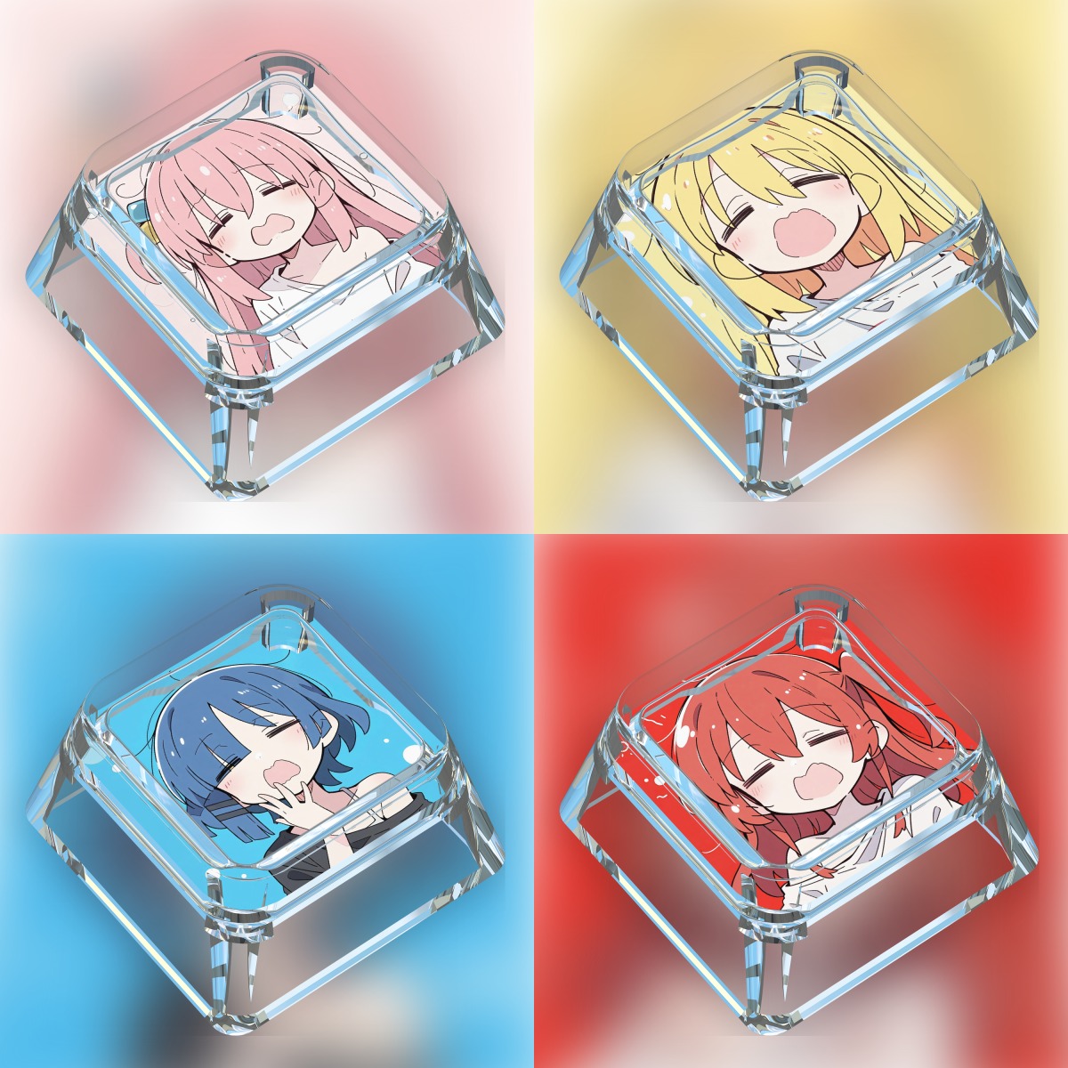 Cartoon BOCCHI THE ROCK Keycaps Anime Cross Mechanical Keyboard Key Caps Boy Girl Gift Replacement Personalized Keycap