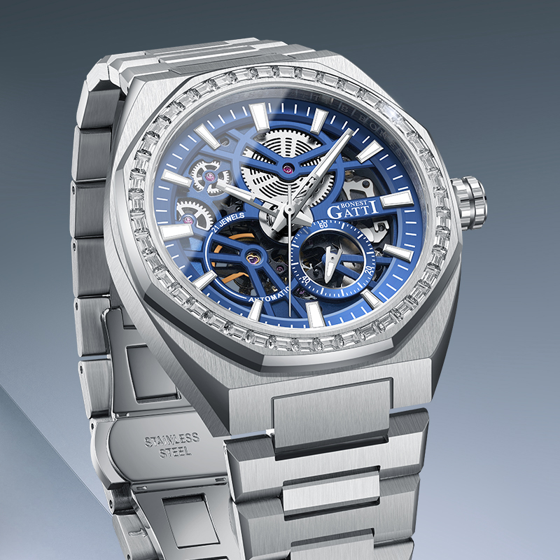 BONEST GATTI Watches Mechanical Wristwatch Waterproof Sapphire Luminous Skeleton Dial Men Automatic Watch