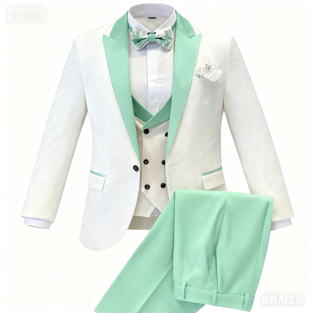 Jacquard 3 Piece Men's Tuxedo Regular Fit Blazer Vests Pants Double Breasted Business Prom Wedding Set Men's Formal Clothes