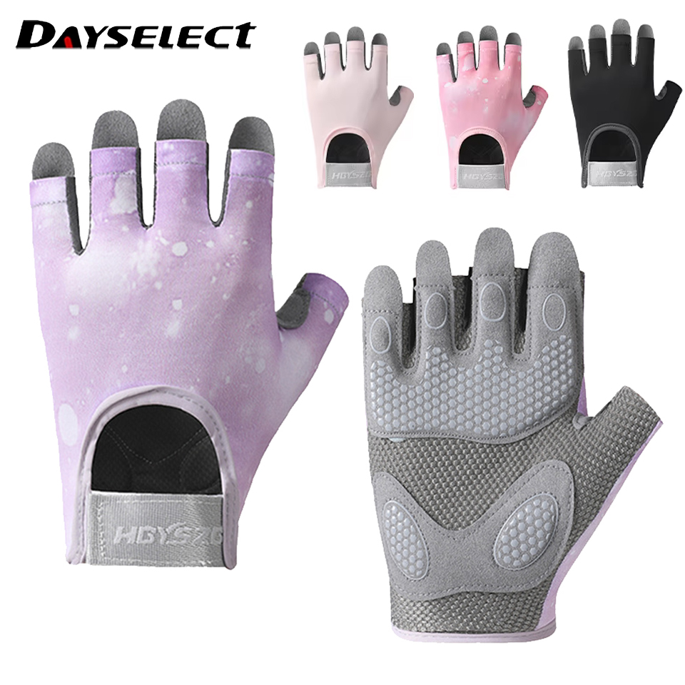 1Pair Summer Half Finger Workout Gloves Non-Slip Breathable Stretch Thick Palm Pad Gym Yoga Outdoor Cycling Shock Men Women