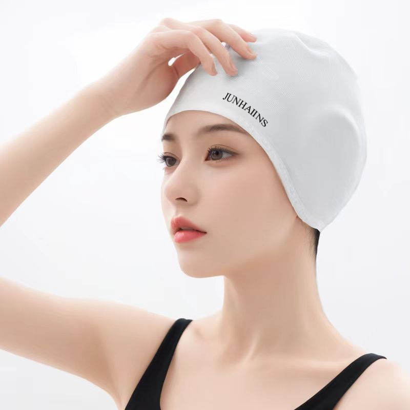Pre-Molded Ear Contour Swim Cap No Ear Pressure Waterproof Silicone Cap 360° Full Coverage Anti-Leak Resistant Long Hair Swimmin