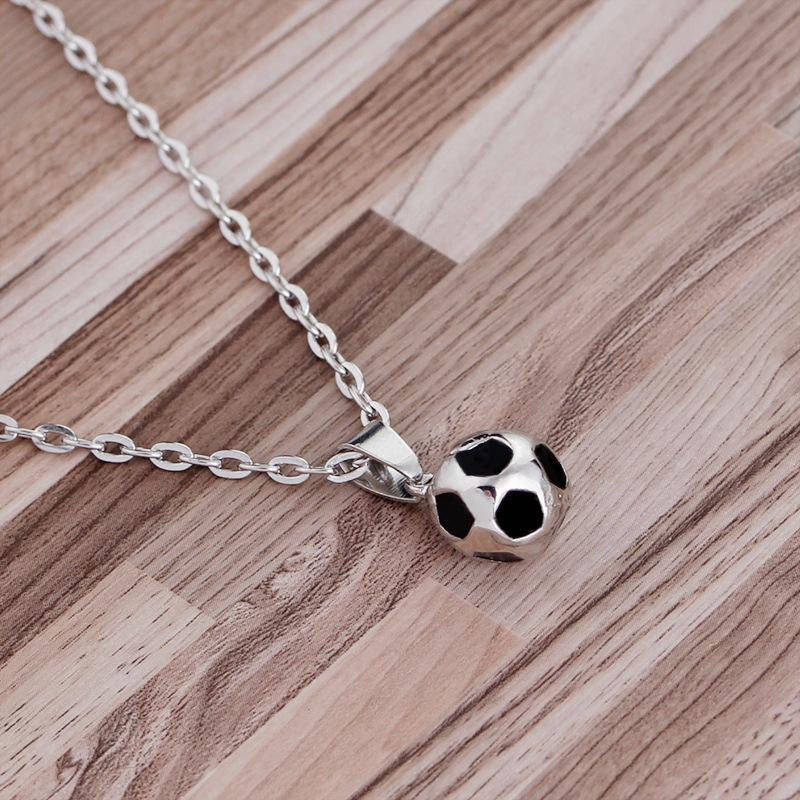 European And Foreign Trade New Football Sports Series Personality Alloy Paint Round Football Necklace Pendant Man