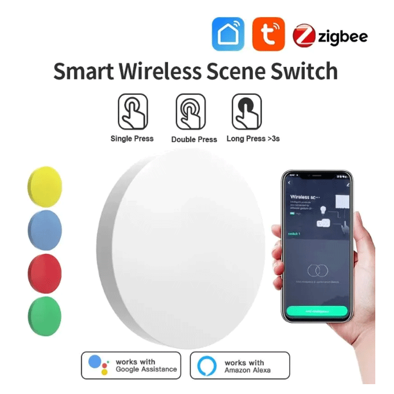 Tuya ZigBee Smart Scene Switch 6 Button Switch Home Assistant Tuya Smart Home 6 Keys Switch Compatible with Alexa Home