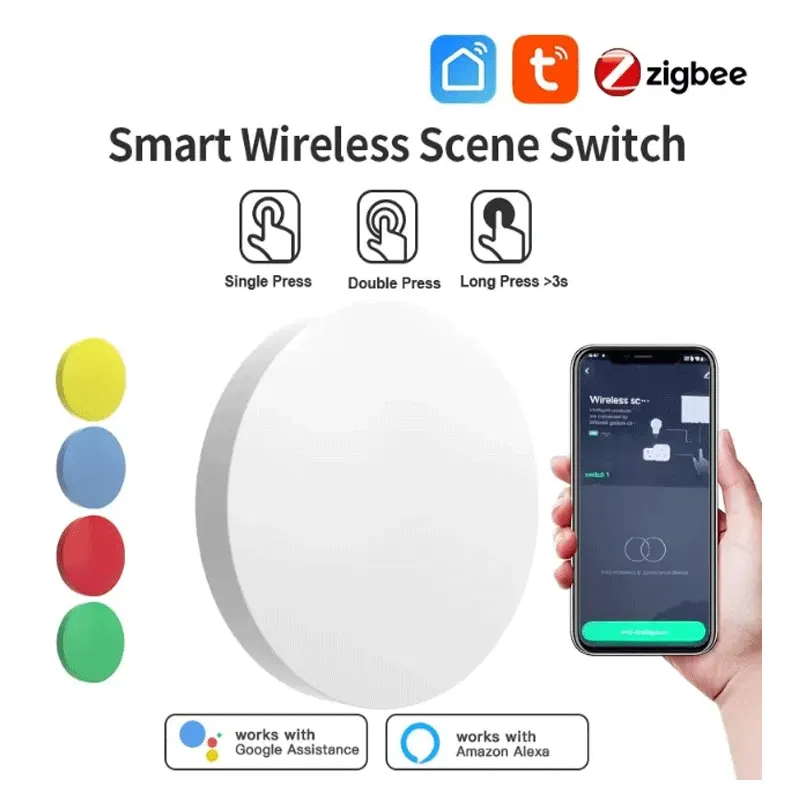Tuya ZigBee Smart Wireless Button Scene Switch Smart Life App Remote Control For Alexa Wait Voice Assistant Home Office