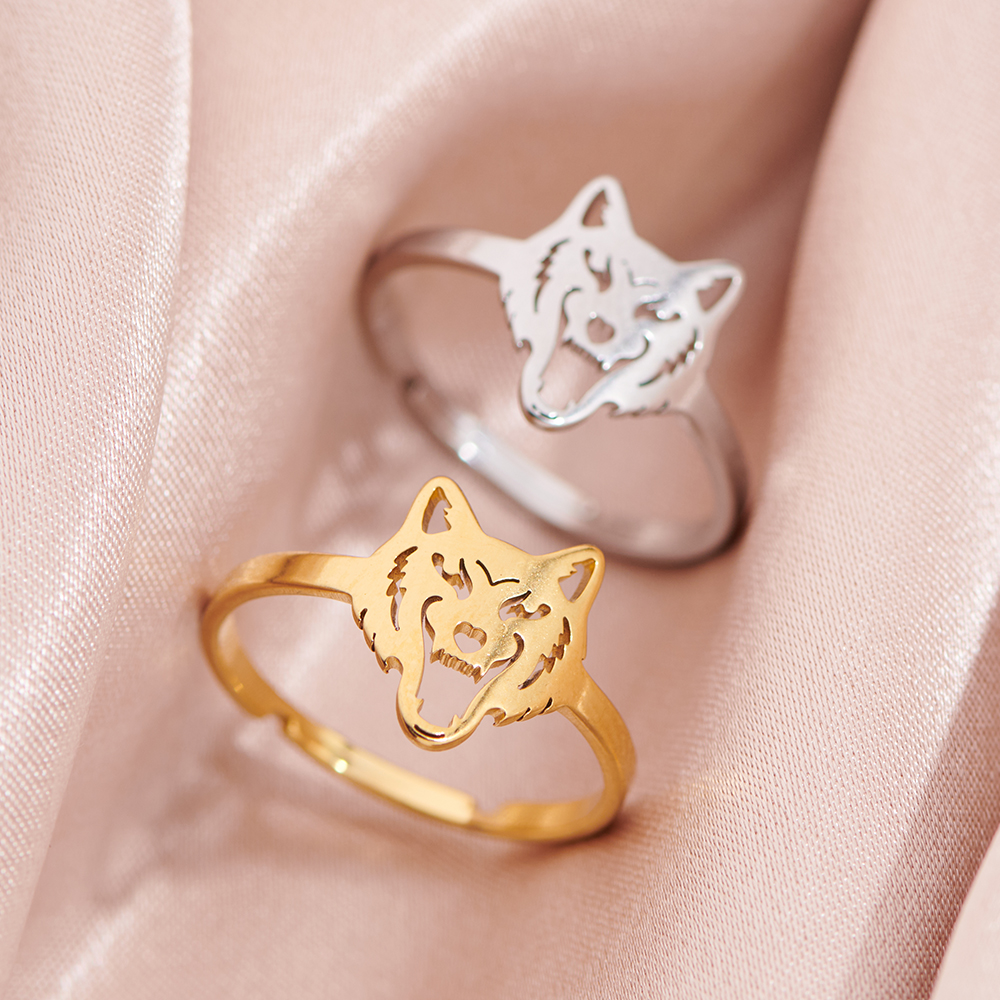 316L Stainless Steel Rings Vintage Geometric Hollow Adjustable Open Ring Fashion Light Luxury Golden Ring For Women Jewelry pen gpt