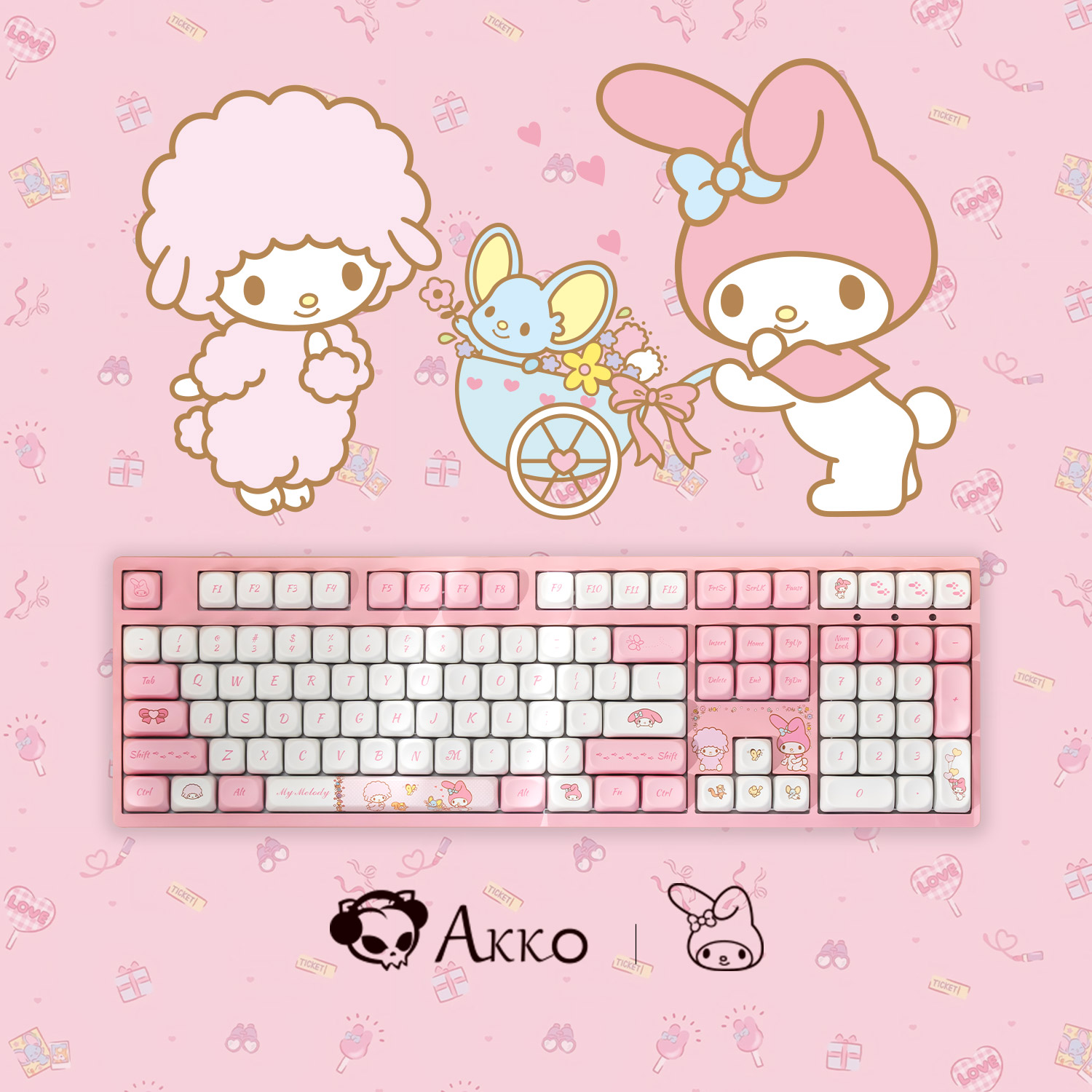 Akko x My Melody 3108 Mechanical Keyboard 2.4GHz & Wired Cute Cartoon Anime Keyboard for Mechanical Keyboard Fans