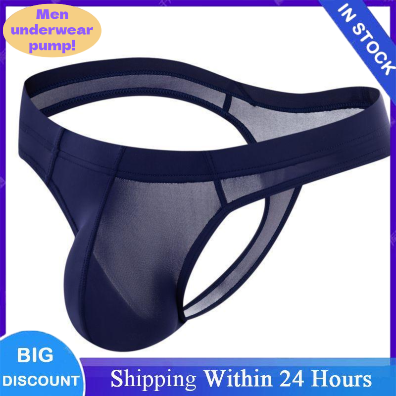 Men Brief Gay Underwear Panochas Jockstrap Cueca Gay Tangas Sissy Mens Ice Silk Transparent T-back Ultra Thin Panties