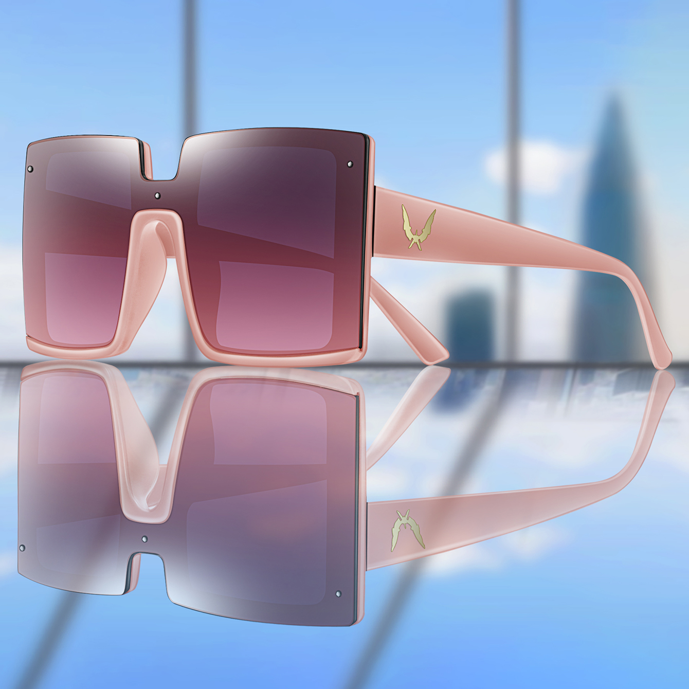 Women's Fashion Square Sunglasses Large Trendy Shades for Daily Wear Shopping Selfie Party Travel Beach - No Box